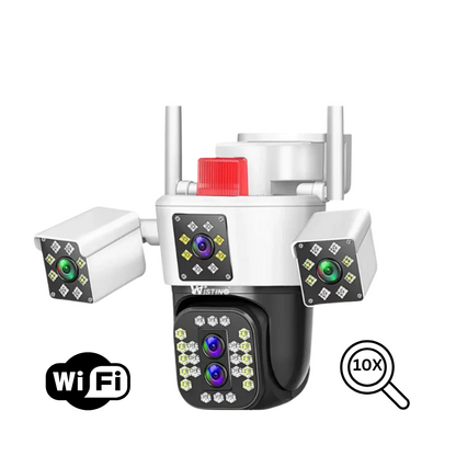 Camera de supraveghere WIFI 6K, 12MP, 4 lentile, ZOOM 10X,  Control din aplicatie, Comunicare bidirectionala, Urmarire automata, Multi lens