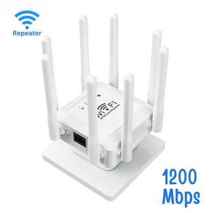 Amplificator WiFi 1200Mbps cu 8 Antene Externe, Amplificator de Semnal si Extindere a Retelei pentru conectivitate rapida si stabila