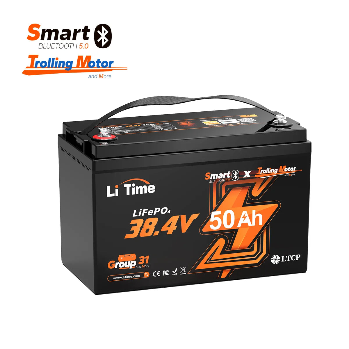 Baterie LiTime 36V 50Ah LiFePO4 cu Bluetooth – Deep Cycle, Group 31, pentru Trolling Motor 120lb si Marine