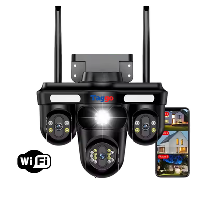 Camera de Supraveghere Crocodil, Conexiune WIFI, 3 Lentile, 12 MP, Vedere Panoramica, Night vision