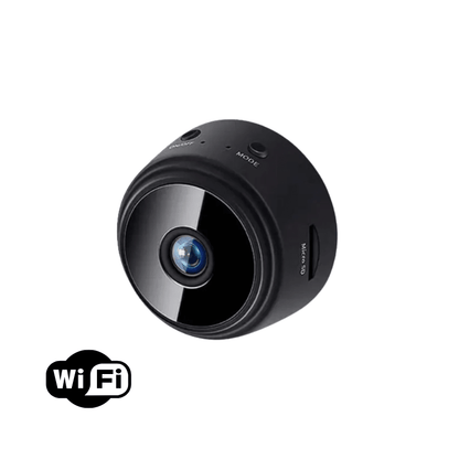 Mini cameră WiFi pentru interior Taggo.ro, rezoluție 4K, unghi de 150°, cu acumulator și control prin aplicație telefon.