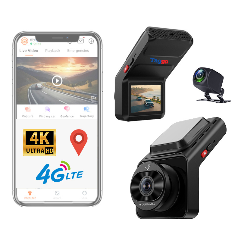 Camera auto 4G cu ecran LCD 4K, unghi vizualizare 160°–170° + camera spate 1K, GPS, functii ADAS SI ABS, monitorizare live