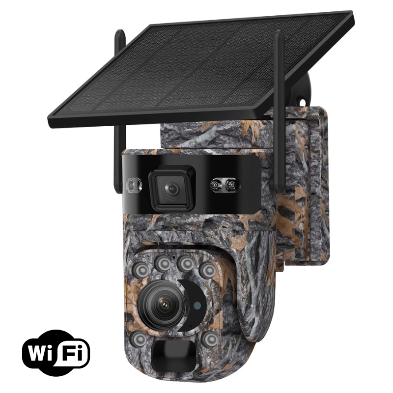 Camera Solara WiFi 8MP cu 4 Lentile, Zoom 99× si Urmarire Automata AI