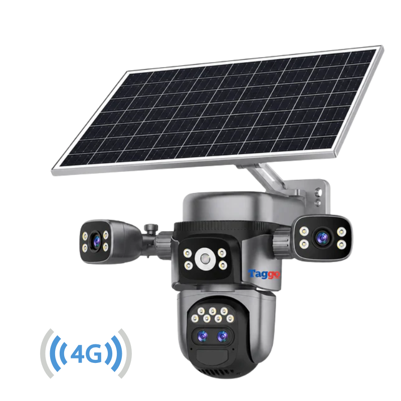 Camera de Supraveghere Solara 4G 12MP cu 4 Lentile, Zoom Optic 10X și AOV 24/7