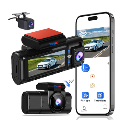 Camera auto Tripla TAGGO WIFI Fata 4K + Interior 1080p + Spate 1080p, Monitorizare Parcare 24h