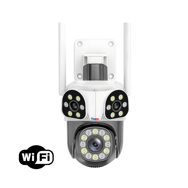 Camera de supraveghere WIFI 3K, 8MP, 3 lentile, Urmarire automata, Control din aplicatie, Rezistenta la apa