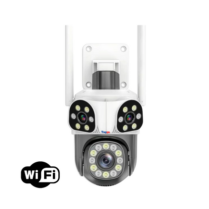 Camera de supraveghere WIFI 3K, 8MP, 3 lentile, Urmarire automata, Control din aplicatie, Rezistenta la apa