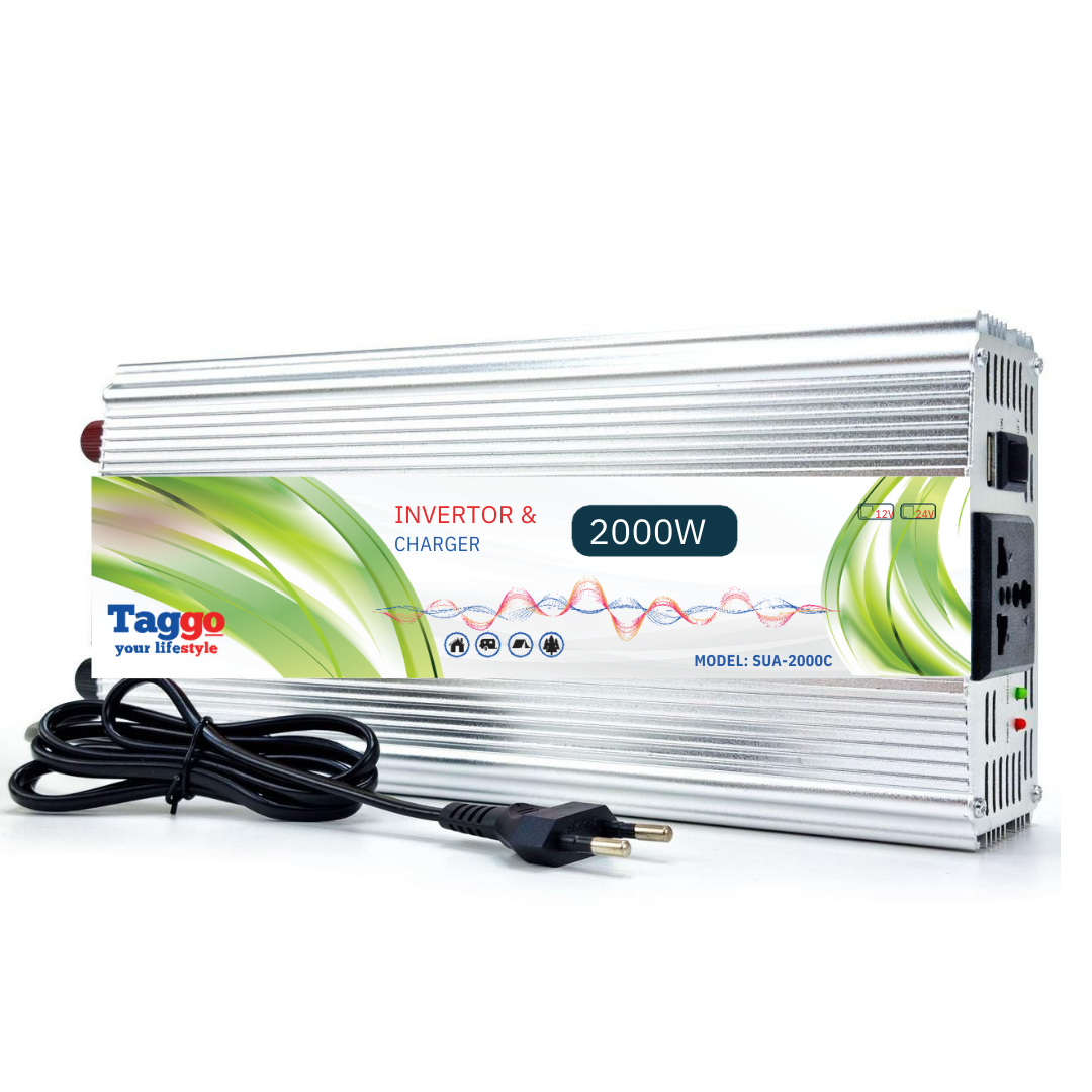 Invertor 2 in 1 cu incarcator baterii auto , 2000W 12V 220V, Port  USB, Functie UPS