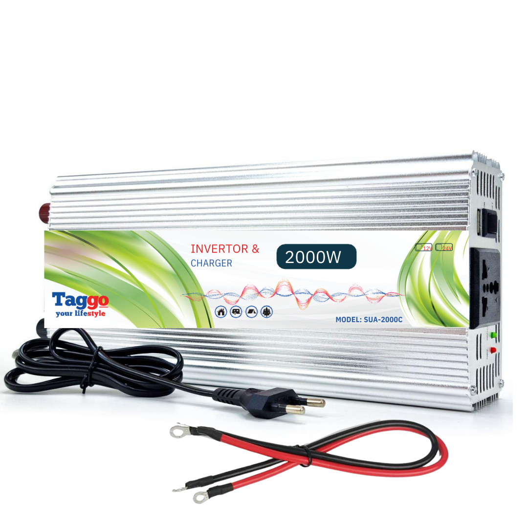 Invertor 2 in 1 cu incarcator baterii auto , 2000W 12V 220V, Port  USB, Functie UPS