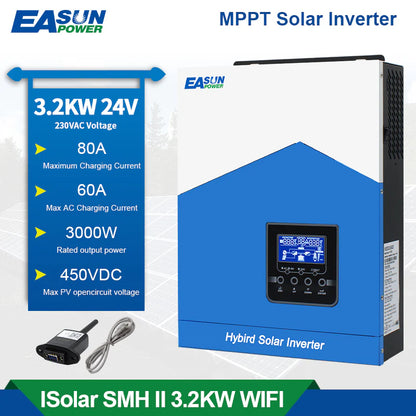 Invertor solar EASUN SMH II 3.2kW Off-Grid 24V cu MPPT 80A, WiFi inclus