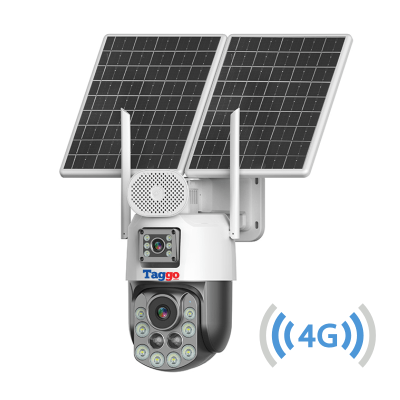Camera Supravghere Panou Solar Dublu, 4k, Zoom 99X, Conexiune eSIM/4G, Inregistrare AOV, Full Color Noaptea