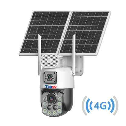 Camera Supravghere Panou Solar Dublu, 4k, Zoom 99X, Conexiune eSIM/4G, Inregistrare AOV, Full Color Noaptea