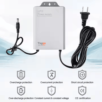 Alimentator UPS 12V Taggo.ro cu baterie 3600 mAh, protecție la suprasarcină, supratensiune și scurtcircuit, imaginea produsului.