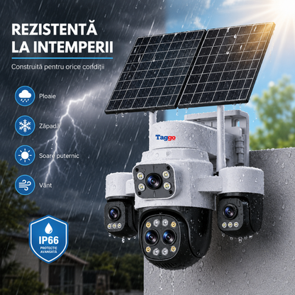 Camera supraveghere HiEasy 4K 4G cu eSIM, 20MP, 5 lentile, Zoom 18X, functie AOV, dublu panou solar, detectie umana AI, comunicare bidirectionala