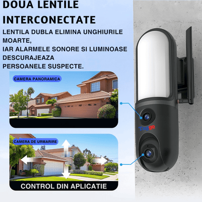 Camera WiFi Dual Lens cu Iluminare LED, Human Tracking si Vedere Nocturna Color