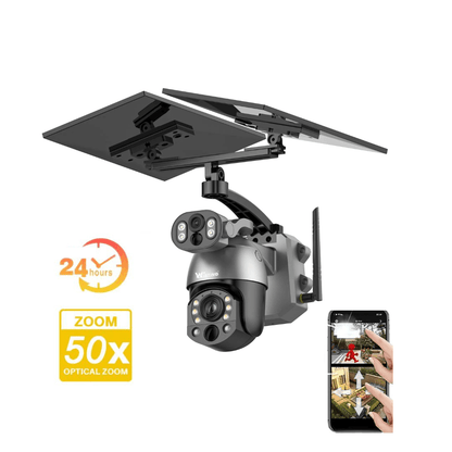 Camera Solara 4K 8MP cu Zoom Optic 50X, 2 Panouri Solare si Auto Tracking