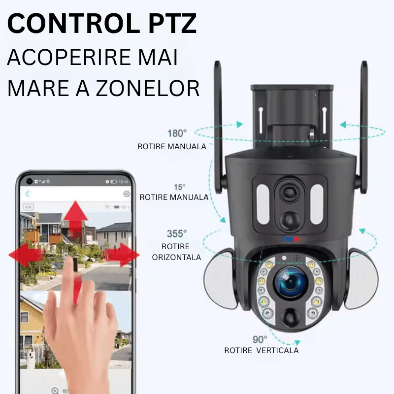 Camera Solara WiFi 6MP cu Zoom Optic 20X, Baterie 15600mAh si Tracking AI