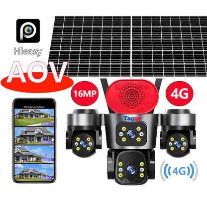 Camera de Supraveghere 4 Lentile, 16MP, Dublu Panou Solar, Conexiune 4G, Control din Aplicatie, Viziune Colora si IR, Comunicare Bidirectionala, Protectie IP66