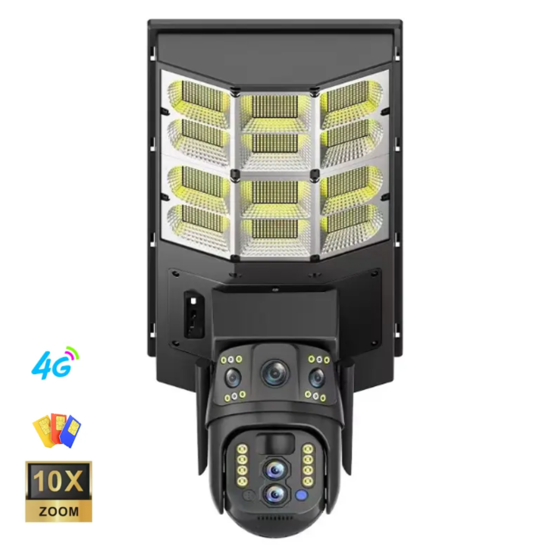 Lampa stradala cu camera 4G si incarcare solara, 8MP cu Vedere Nocturna, Zoom 10X,Urmarire Automata si Comunicare Bidirectionalal