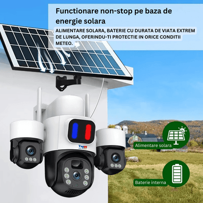 Camera Solara 4G 12MP cu 3 Lentile, Panou Solar si Detectare AI