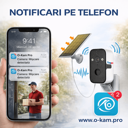 Camera Solara 4MP 4G/WiFi PTZ O-KAM Pro cu Rotire 360 grade si Audio Bidirectional