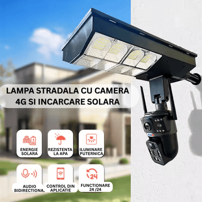 Lampa Stradala cu Camera 4G si Incarcare Solara, 8MP,Urmarire Automata si Comunicare Bidirectionala