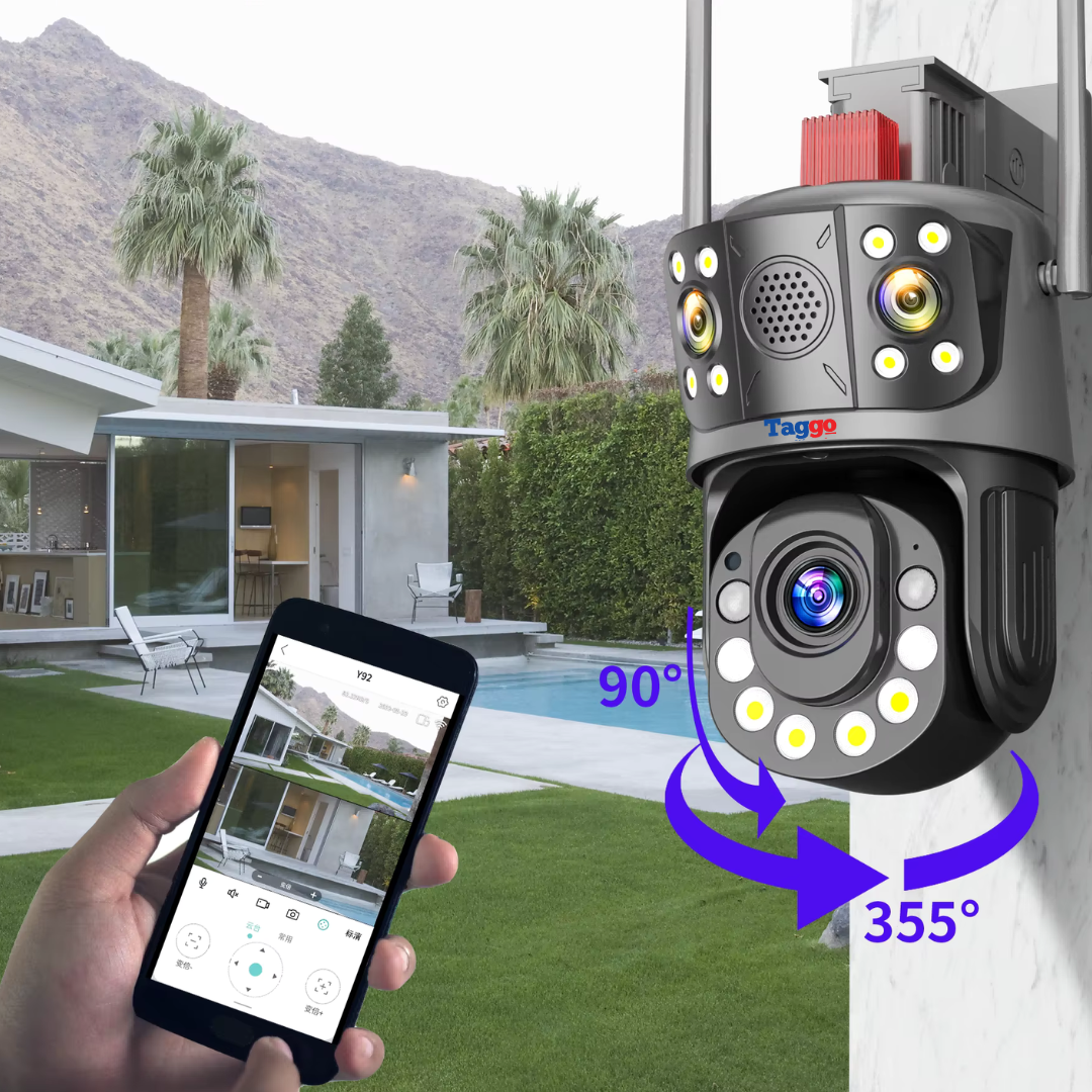 Camera de supraveghere WIFI 4K, Zoom 100X, 2 lentile, Control din aplicatie, Detectie umana, Rezistenta la apa IP66