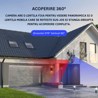 Camera de Supraveghere Solara 4G Cartela SIM 4K , Panou Solar 14W, Rezistenta La Apa IP 66, Control din aplicatie
