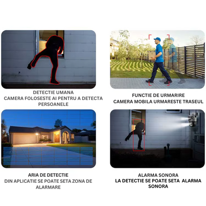 Camera de Supraveghere Solara 4G Cartela SIM 4K , Zoom 10X, Panou Solar 30W, Rezistenta La Apa IP 66