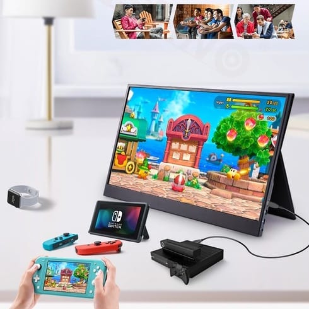 Monitor portabil HDMI WISTINO de 13,3 inch, compatibil cu laptop, telefon, Xbox, Switch și PS4, pentru gaming și multimedia.