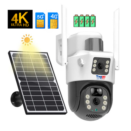 Camera Supraveghere 4G 4K Ultra HD, Dual Camera 8MP, Incarcare Solara, Rotire Din Aplicatie, Rezistenta La Apa IP 66