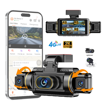 Camera de bord Crocodil 2K Conexiune 4G, 4 Camere, Monitorizare parcare 24h, GPS,  Ecran 3 inch