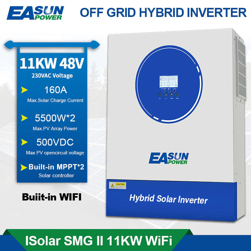 Invertor Off-Grid EASUN 11kW 48V cu MPPT 120A/160A, WiFi Integrat, Functionare Fara Baterii