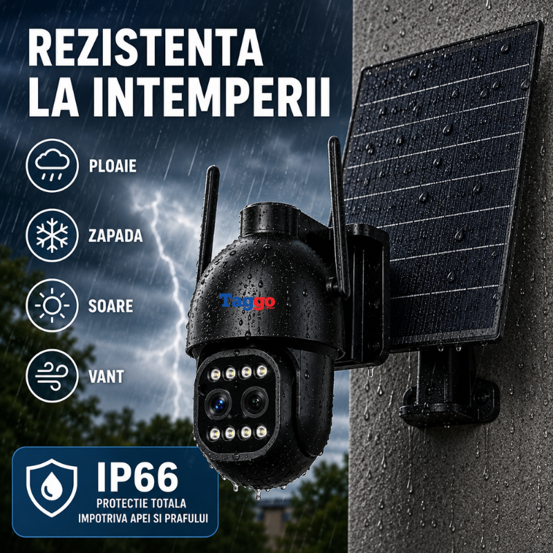 Camera WiFi Solara 5MP cu Zoom Optic 12x, AI Detectie Umana, Inregistrare 24/7, IP66
