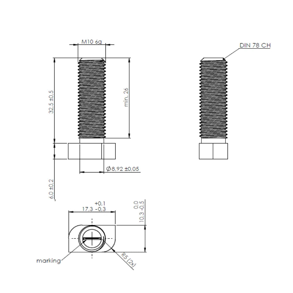 Set 100 Suruburi Cap T (Ciocan) M10x25 Inox A2, pentru Profil H 40x40, Structuri Fotovoltaice