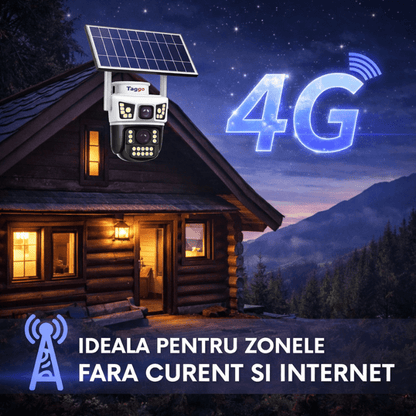 Camera Solara AOV 8MP 4G eSIM cu 2 Lentile, Auto Zoom 12× si Inregistrare 24/7