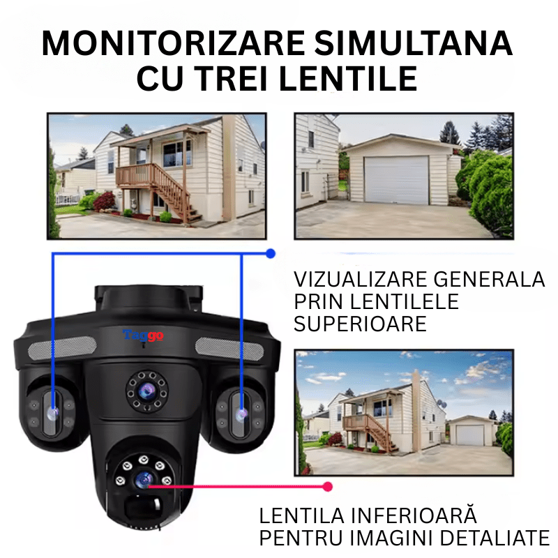 Camera de Supraveghere 12MP, Cartela SIM 4G, Monitor Panoramic, Control din Aplicatia Mobila, Panou Solar