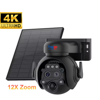 Camera Supraveghere WIFI 4K Ultra HD, Dual Lens, 12X ZOOM, Incarcare Solara, Rotire Din Aplicatie, Rezistenta La Apa IP 66