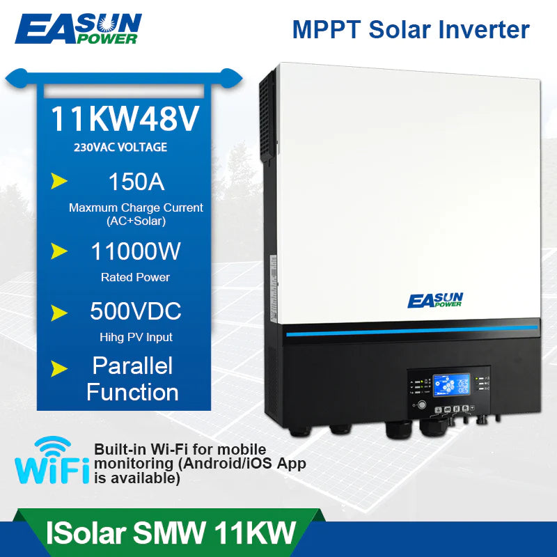 Invertor solar trifazic 11 kW – EASUN SMW cu MPPT dublu și paralelizare