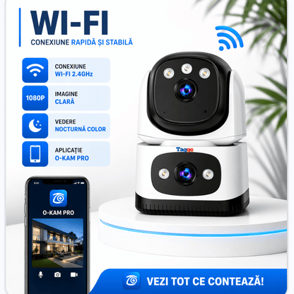 Camera Supraveghere Interior, Conexiune WIFI, 2 Lentile, Rezolutie 6MP, Detectie Persoane, Night Vision
