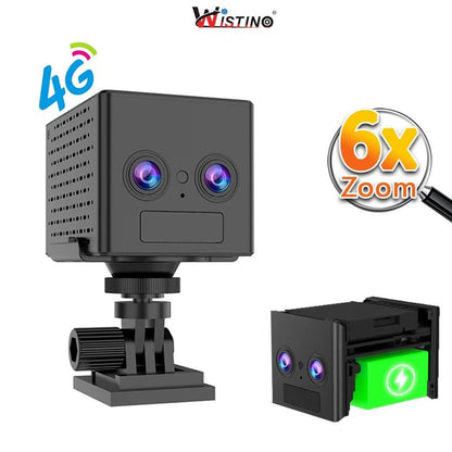 Mini Camera 4G Dual Lens 1080P cu Zoom Hibrid 6X si Detectare Umana