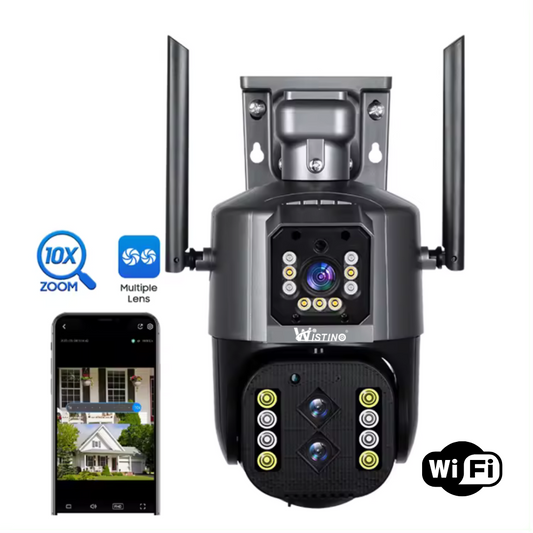 Camera de Supraveghere Wifi Exterior 4K 8MP (4MP+4MP), Zoom 10x, Notificari, Control din Aplicatie, Urmarire Automata