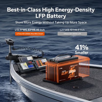 Baterie LiTime 12V 200Ah Xtra-Mini Marine LiFePO4 – Bluetooth 5.0, BMS 200A