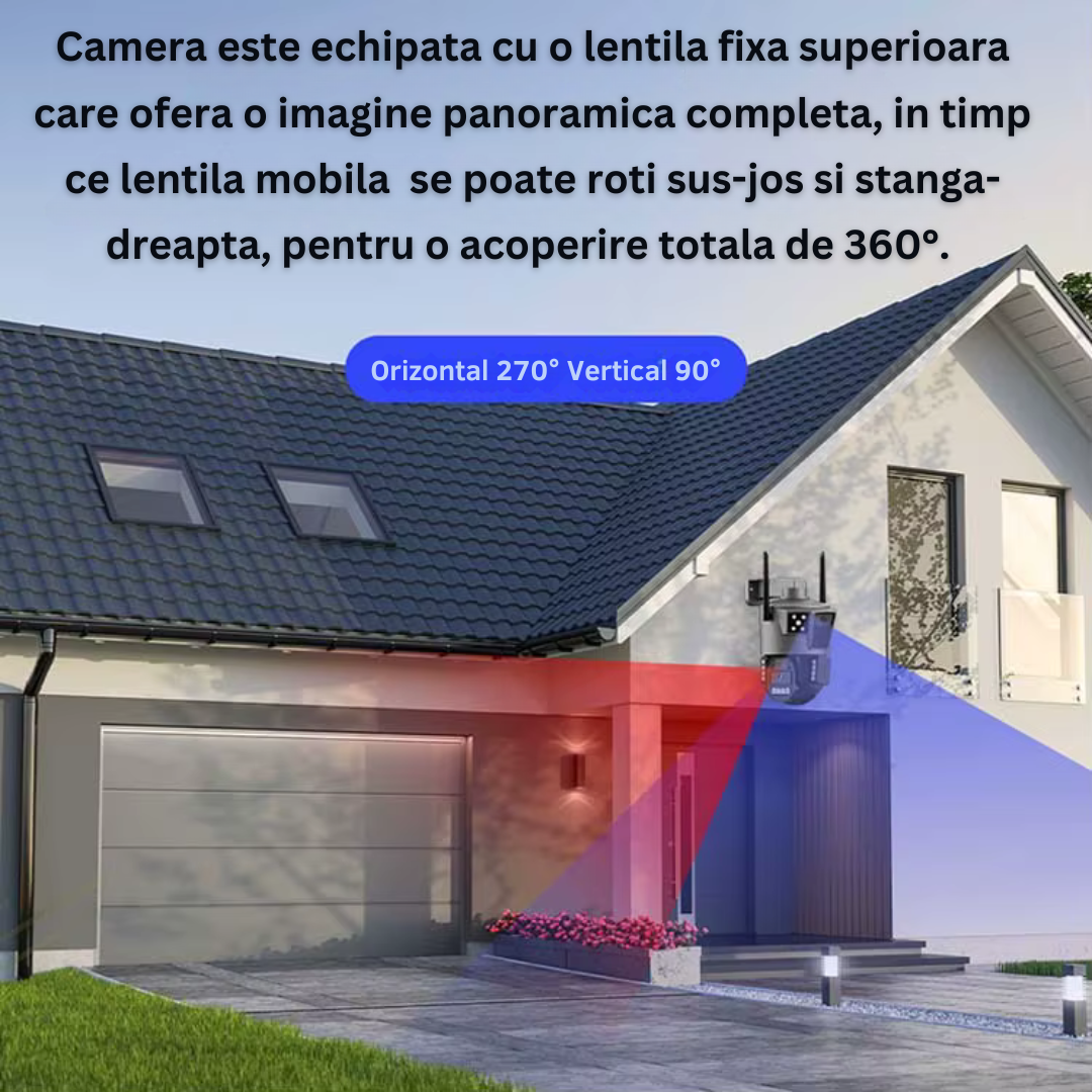 Camera de Supraveghere Solara 4G Cartela SIM 4K , Panou Solar 30W, Rezistenta La Apa IP 66