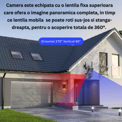 Camera de Supraveghere Solara 4G Cartela SIM 4K , Panou Solar 30W, Rezistenta La Apa IP 66