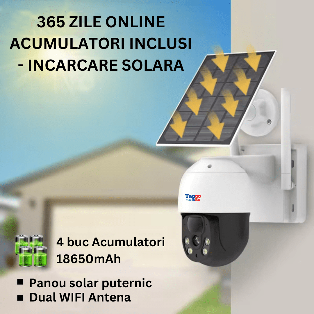 Sistem de supraveghere exterior cu 4 camere wireless 4MP, monitor LCD, funcție solară și vizibilitate IR de 30m.