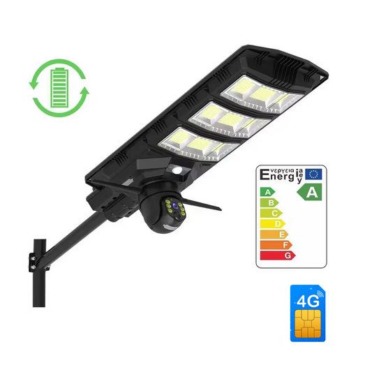 Lampa stradala cu camera 4G, 5MP, 18000mAh, Taggo Pro, viziune nocturna, IP66