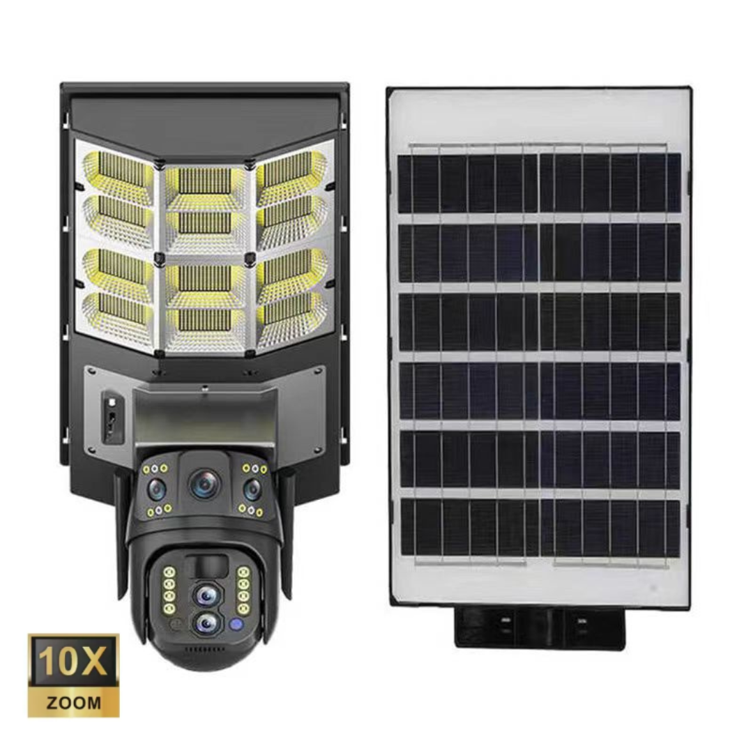 Lampa stradala cu camera 4G si incarcare solara, 8MP cu Vedere Nocturna, Zoom 10X,Urmarire Automata si Comunicare Bidirectionalal