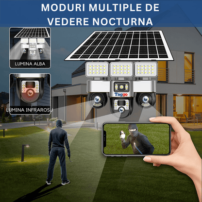 Camera de Supraveghere cu Panou Solar, Conexiune 4G, 12MP, Detectie miscare, Vedere pe Timp de Noapte, Urmarire Miscare Umana, Rezistent la Apa/Intemperi, Comunicare Bidirectionala