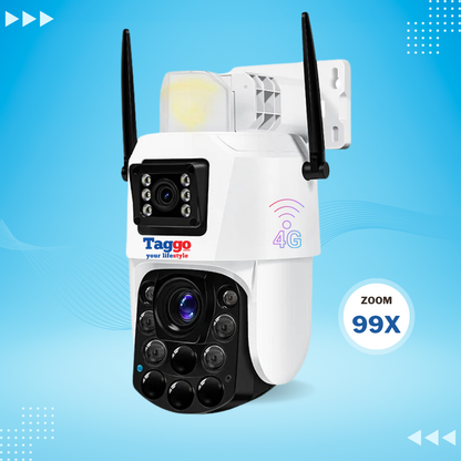 Camera de supraveghere 4G Cartela SIM 4K, 100X, 2 lentile, Control din aplicatie, Detectie umana, Rezistenta la apa IP66